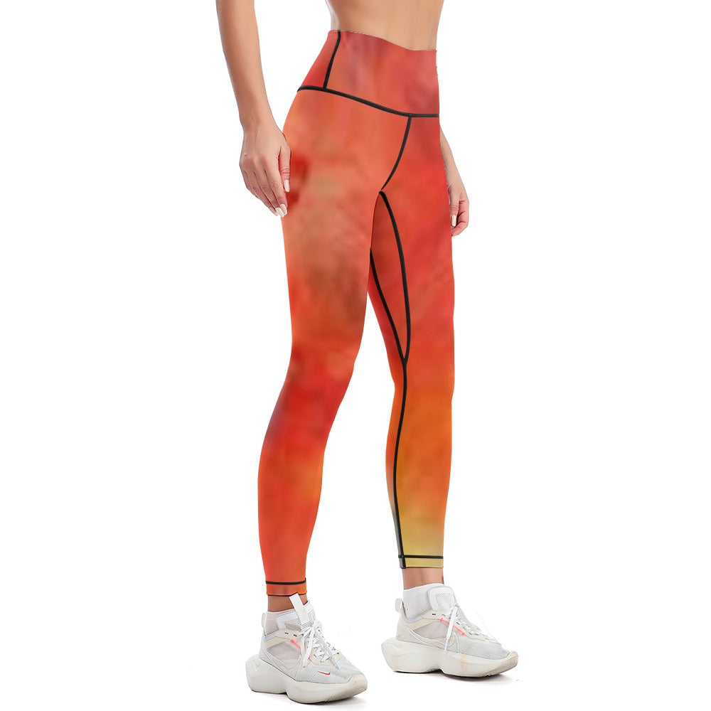 Women's Comfort Orange Tie-Dye Sports Yoga Pants