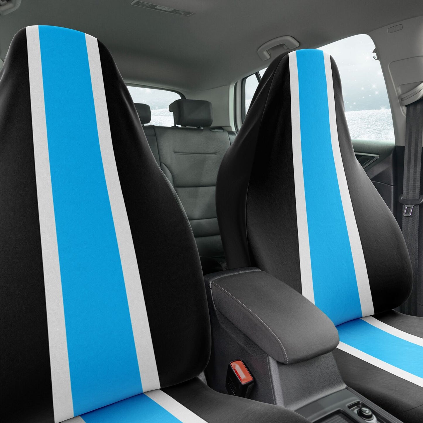 Black Blue & White Car Seat Covers – Modern Stylish Auto Protection Custom Design Unique Gift Custom Design