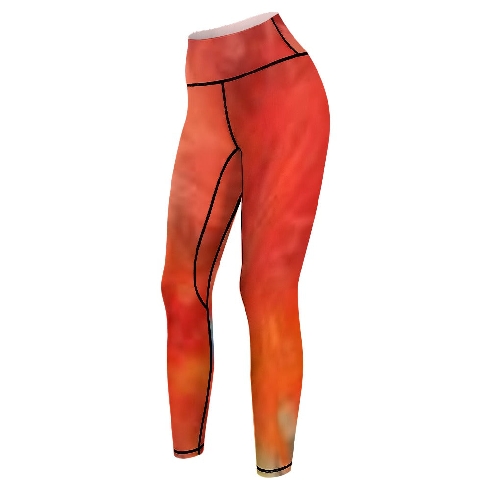 Women's Comfort Orange Tie-Dye Sports Yoga Pants