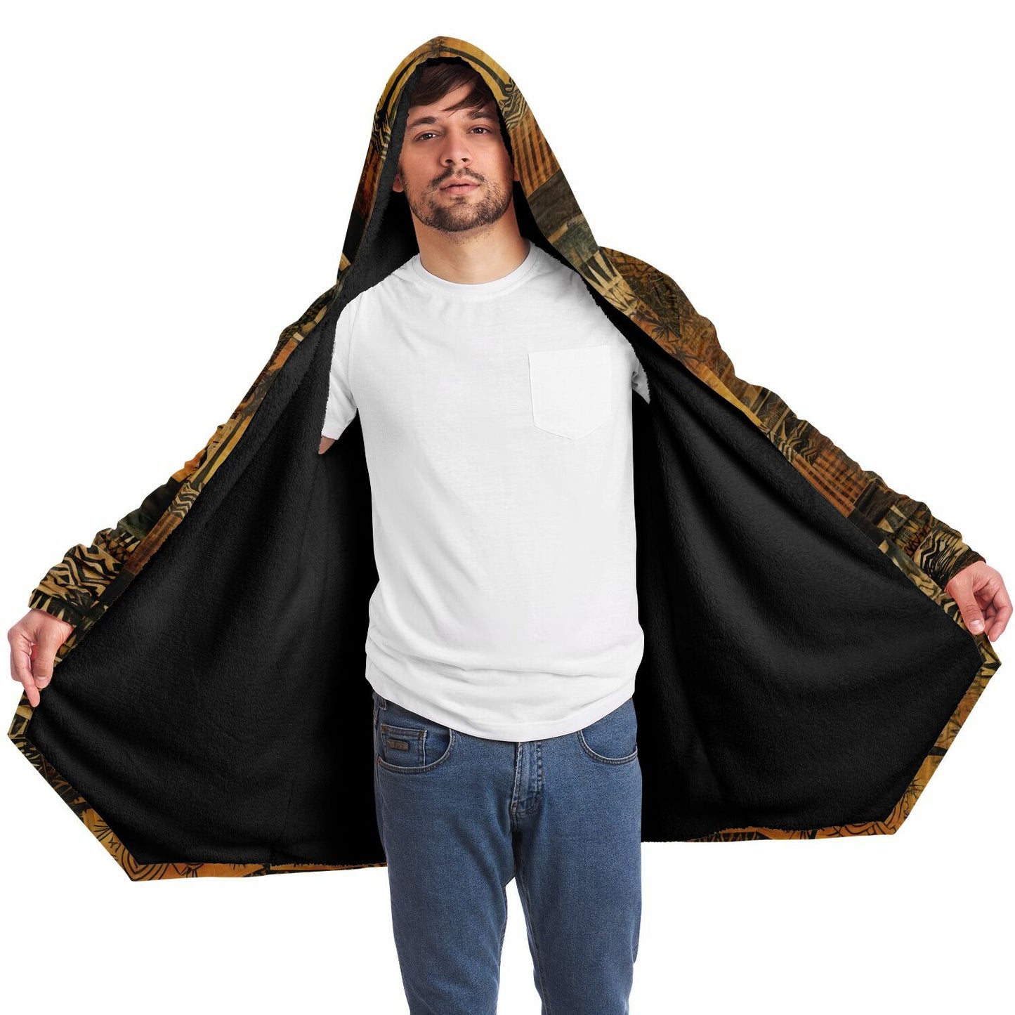 Tribal Hooded Cloak – Boho Street Style Palm Tree Coat | Boho Men Style