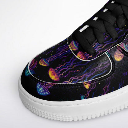 Low Top Shoes, Blue & Purple Jellyfish Sneakers, Ocean-Inspired Low Tops, Creative Sea Life Shoes, Custom Shoes