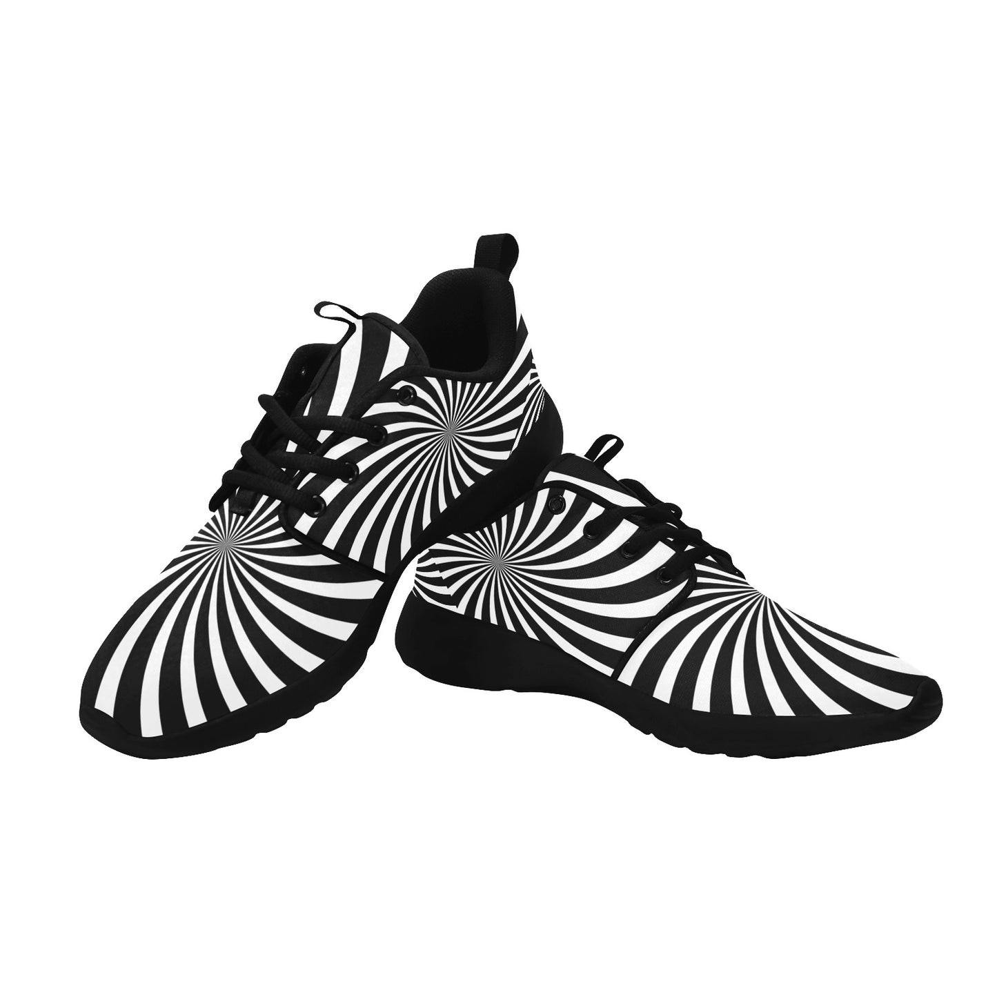 Psychedelic Men's Breathable Sneakers, Funky Zebra Spiral Black White Print Lace-up Running Cool Designer Casual Crazy Festival Shoes&nbsp;