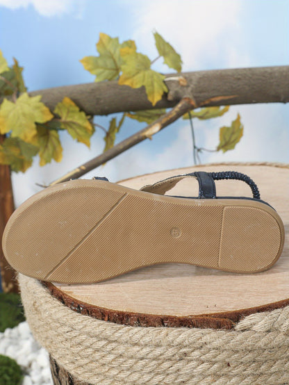 Women's Rhinestone Bohemian Wedge Sandals with Dress Shoe - Wide Width Summer Slippers, Thick Platform Heel &  Upper/Cushioning - Sparkling Party Shoes for Weddings, Beach, Prom (Hand Washable)