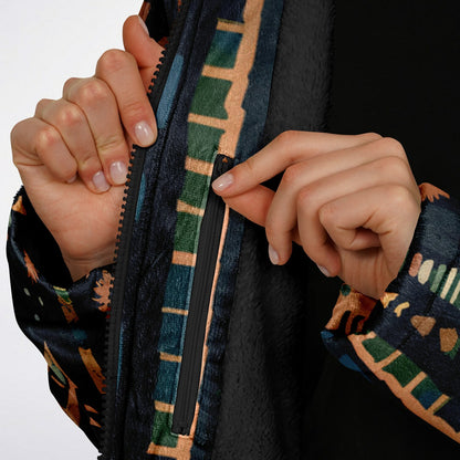 Mens Boho Style Zipper Cloak Tribal Abstract Art Boho Street Style