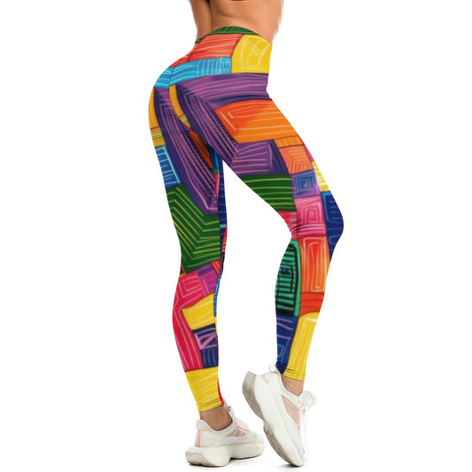 Ladies Yoga Pants Rainbow Colors
