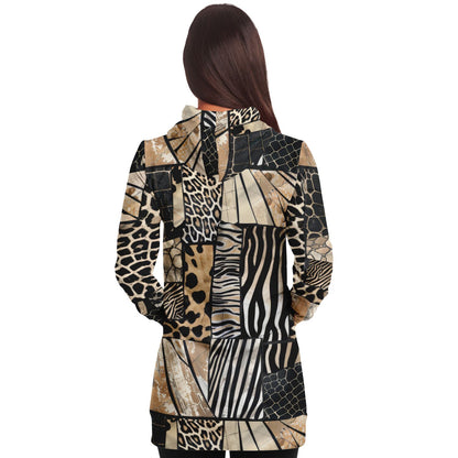 Athletic Longline Hoodie - Animal Pattern, Boho Chic Style