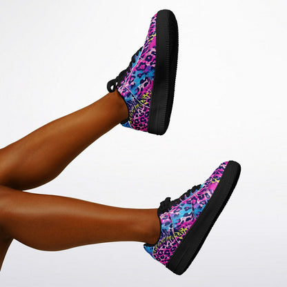 Vibrant Cheetah Print Sneakers with Bold Brush Strokes Men's and Women's