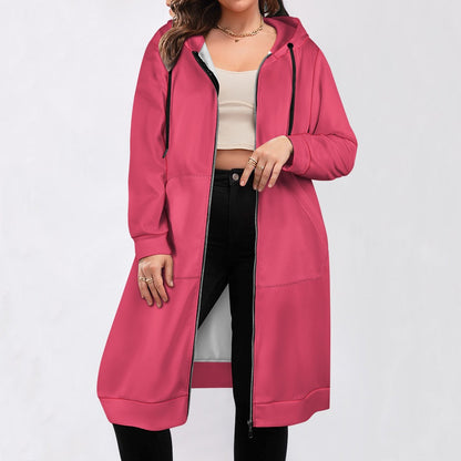 Edgy Sweatshirt Dress, Long Hoodie in Watermelon, Cozy Sweater, Comfy Sweatshirt, Knee- Length Sweater, Stylish Sweatshirt with Hood