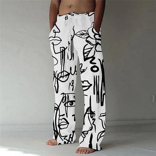 Men's Trousers Summer Pants Beach Pants Elastic Designer Front Pocket Straight Leg Graphic Prints Graffiti Comfort Casual Pants