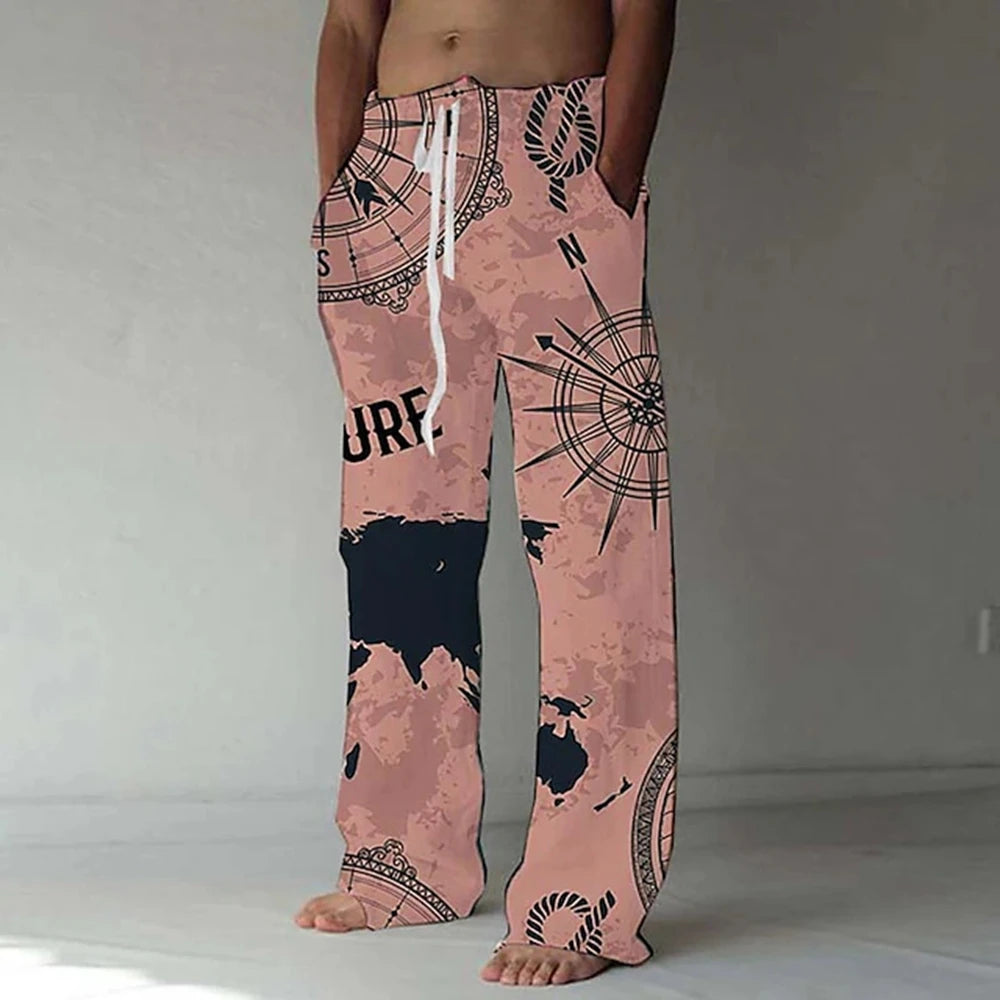 Men's Trousers Summer Pants Beach Pants Elastic Designer Front Pocket Straight Leg Graphic Prints Graffiti Comfort Casual Pants