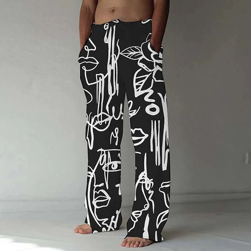 Men's Trousers Summer Pants Beach Pants Elastic Designer Front Pocket Straight Leg Graphic Prints Graffiti Comfort Casual Pants