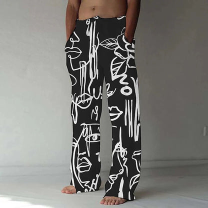 Men's Trousers Summer Pants Beach Pants Elastic Designer Front Pocket Straight Leg Graphic Prints Graffiti Comfort Casual Pants