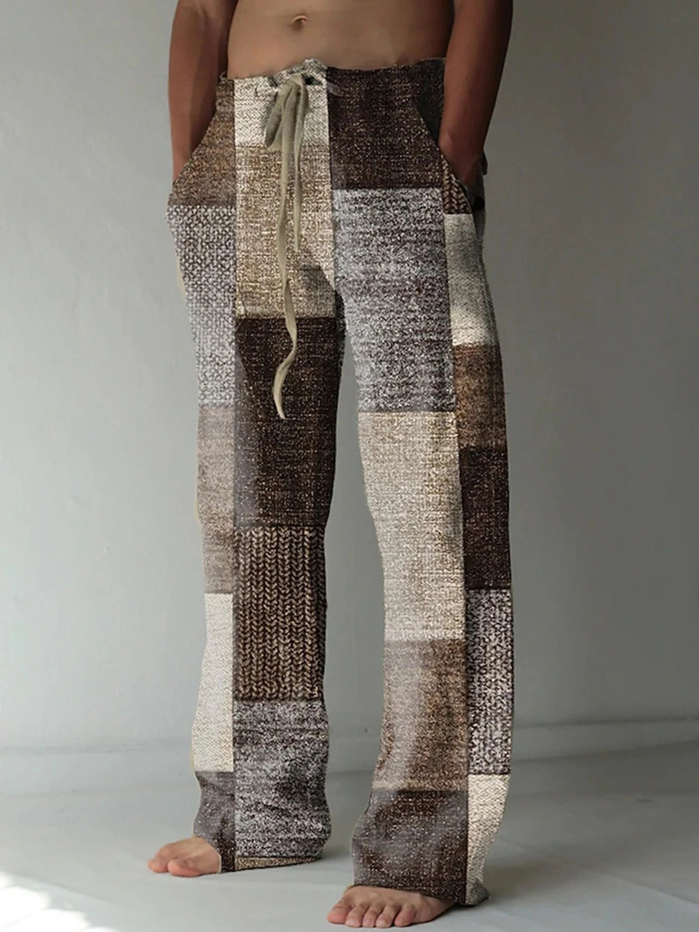 Men's Trousers Summer Pants Beach Pants Drawstring Elastic Waist 3D Print Color Block Geometric Graphic Prints Casual Pants