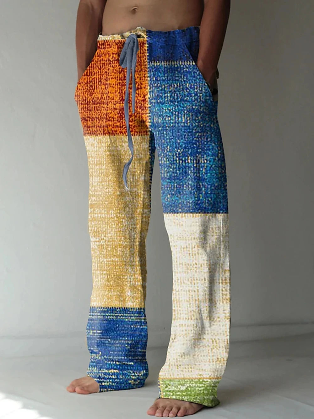 Men's Trousers Summer Pants Beach Pants Drawstring Elastic Waist 3D Print Color Block Geometric Graphic Prints Casual Pants