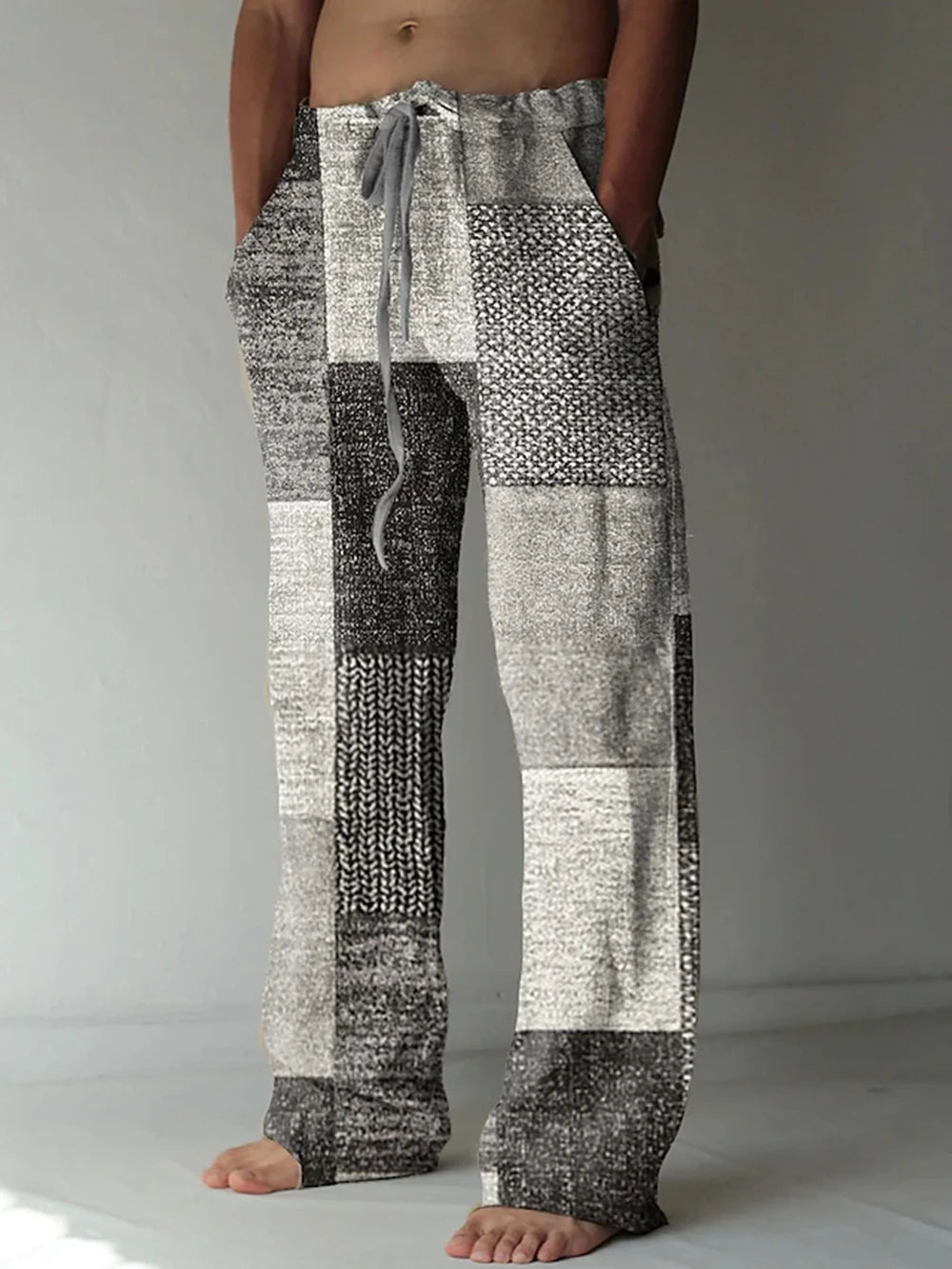 Men's Trousers Summer Pants Beach Pants Drawstring Elastic Waist 3D Print Color Block Geometric Graphic Prints Casual Pants