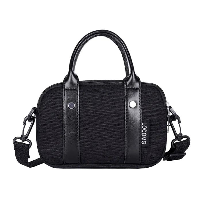 Color-Block Leather and Canvas Crossbody Bag