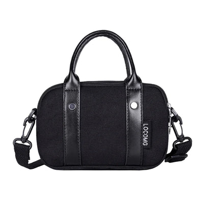 Color-Block Leather and Canvas Crossbody Bag