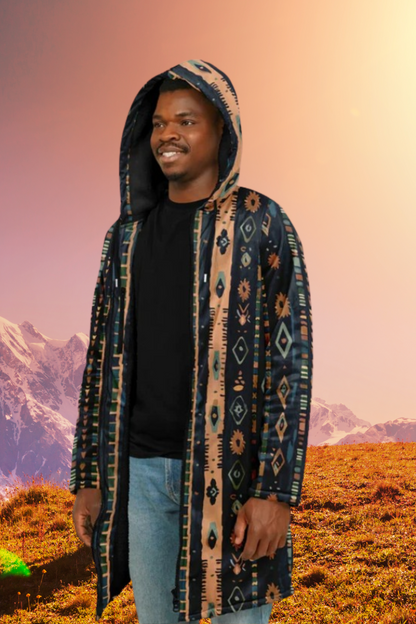 Mens Boho Style Zipper Cloak Tribal Abstract Art Boho Street Style