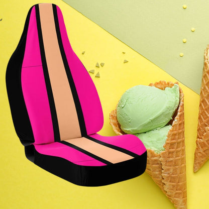 Hot Pink Peach & Black Car Seat Covers – Stylish Auto Seat Protection Superb Quality, Custom Design  copy