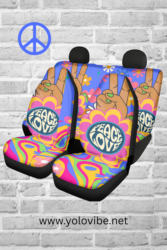 Hippie Flower Car Seat Covers – Universal Front & Rear Set for Cars