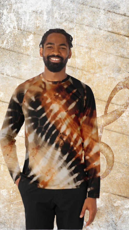 Men’s Long Sleeve Performance Shirt | Tie-Dye Bohemian Abstract Design