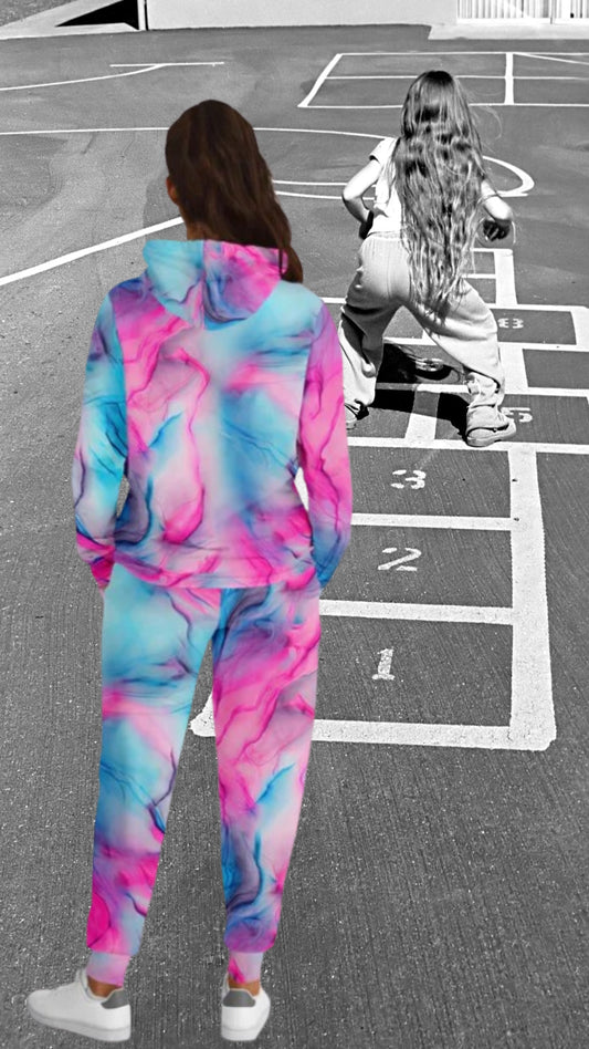 Tie Dyed Fashion Fit Sweatsuit | Hoodie Crew and Jogger Sweatpants Hoodie & Jogger - #swirls#inks#watercolor#seamless#hippie#abstract#fabric#bleach#dye#tie#tie-dye