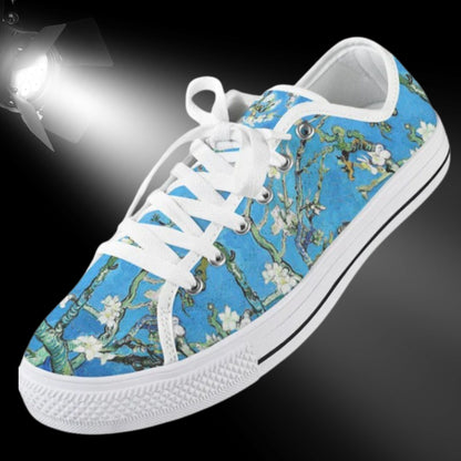 Van Gogh Almond Blossom Low Top Sneakers, Women's Casual Shoes