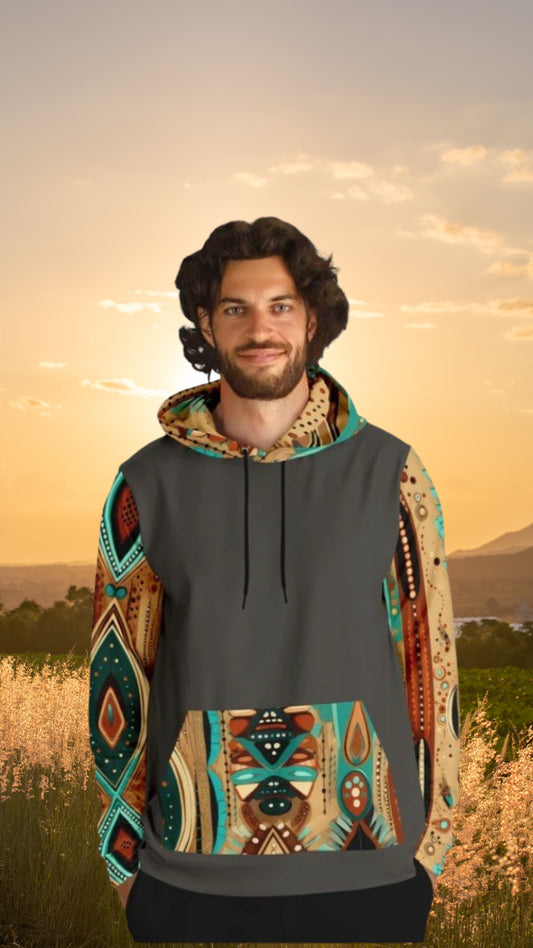Brown Fashion Hoodie With Native American Design