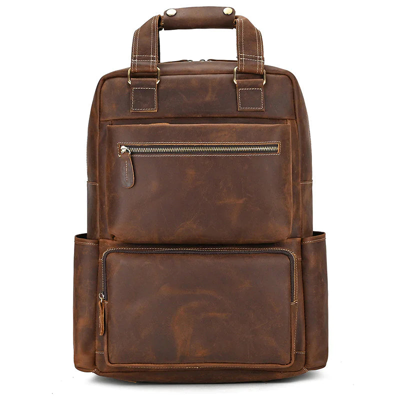 Men's Retro Crazy Horse Leather Backpack