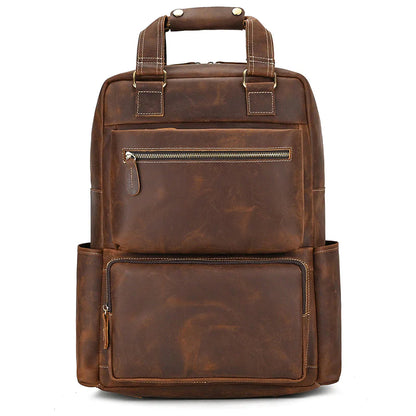 Men's Retro Crazy Horse Leather Backpack