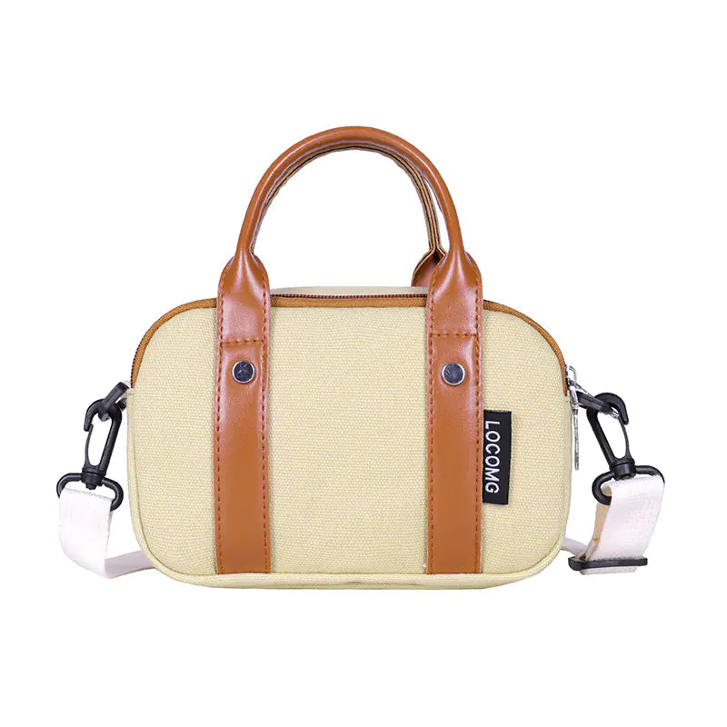 Color-Block Leather and Canvas Crossbody Bag