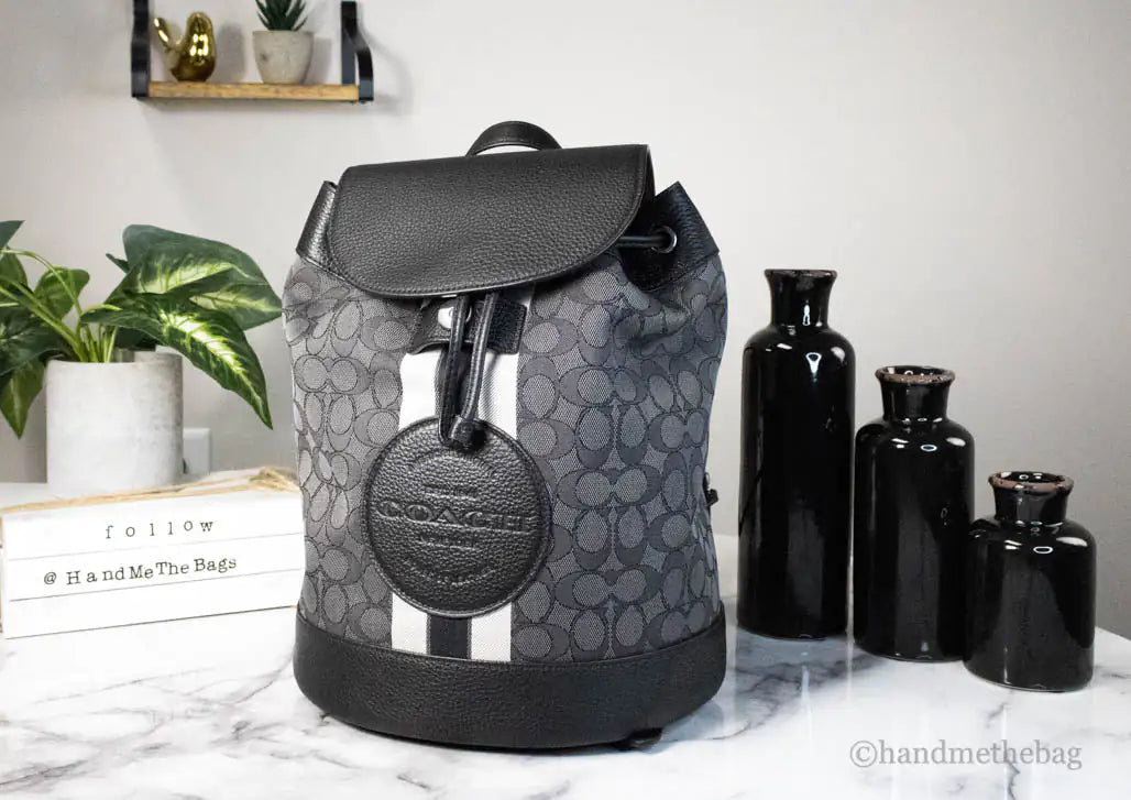 Coach Dempsey Black Smoke Signature Jacquard Canvas Patch Backpack