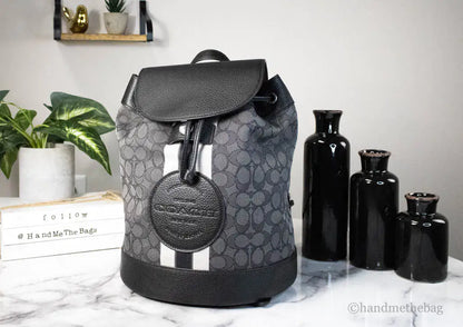 Coach Dempsey Black Smoke Signature Jacquard Canvas Patch Backpack