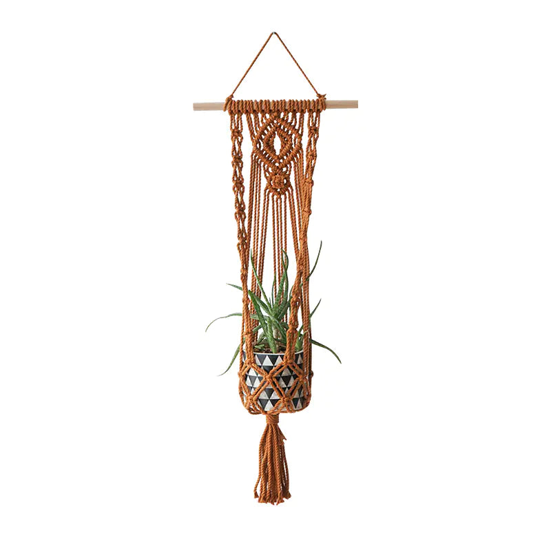 Handwoven Bohemian Plant Hanging Basket Wall Decor