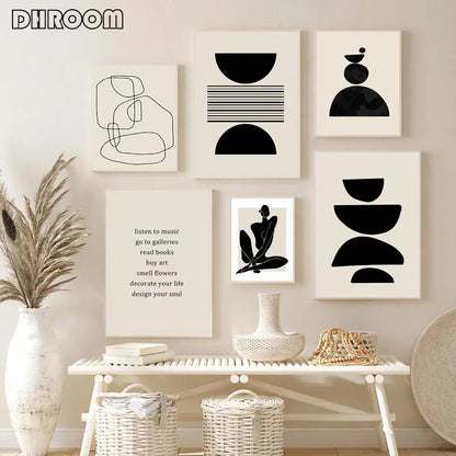 Abstract Boho Canvas Wall Art for Living Room Decor