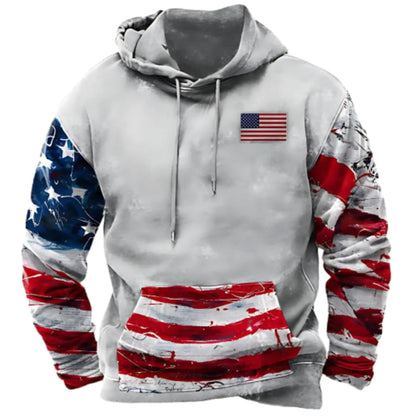 Men's USA Flag Patriotic Hoodies American Flag Hoodies Long Sleeve Sweatshirt with Pockets