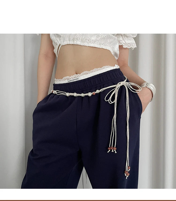 Bohemian Style Flower Beads Waist Belt For Women High-End Versatile Skirt And Jeans Waist Chain For Summer Belt Accessory