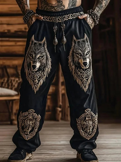 NEW Men's Viking Retro North European Eagle Totem 3D Printed Casual Pants Drawstring Straight Leg Pants Summer Beach Pants