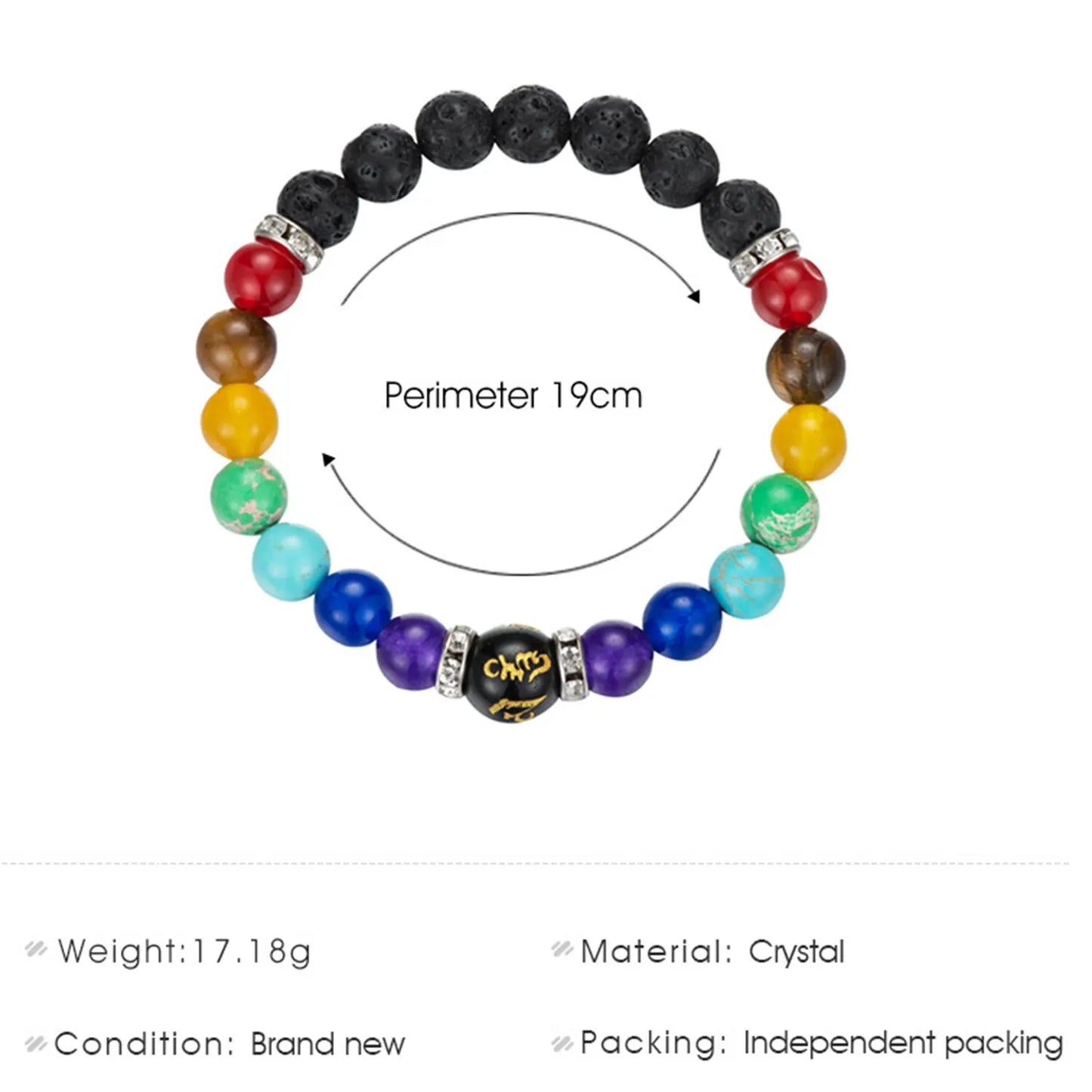 2pcs 7 Chakra Bracelet with Meaning Card for Men Women Natural Crystal Healing Anxiety Jewellery Mandala Yoga Bracelet Gift