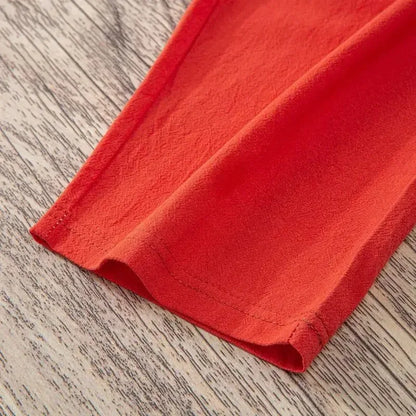 Women Casual Loose Harem Elastic Waist Cotton Linen Pants Ninth Trousers