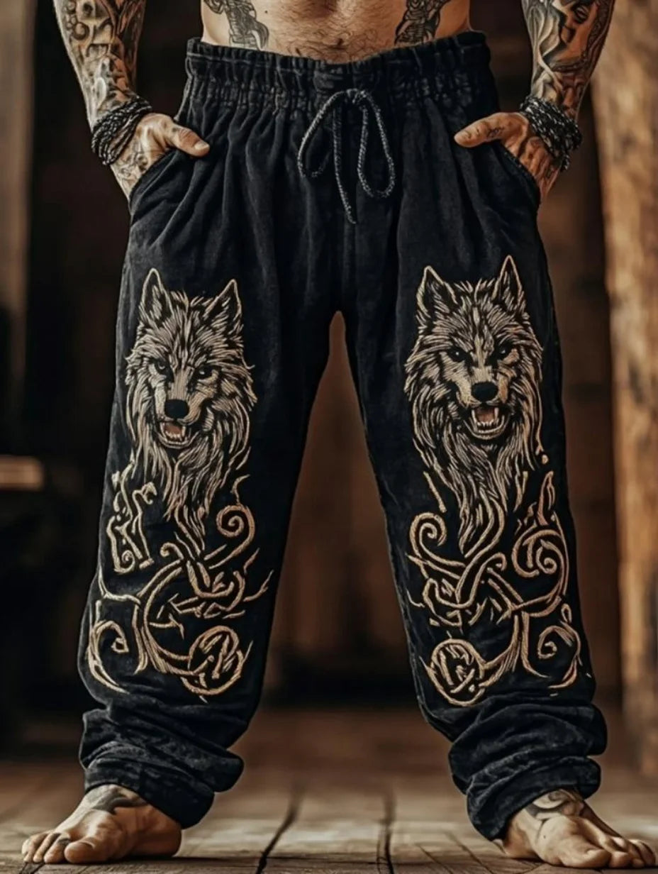 NEW Men's Viking Retro North European Eagle Totem 3D Printed Casual Pants Drawstring Straight Leg Pants Summer Beach Pants