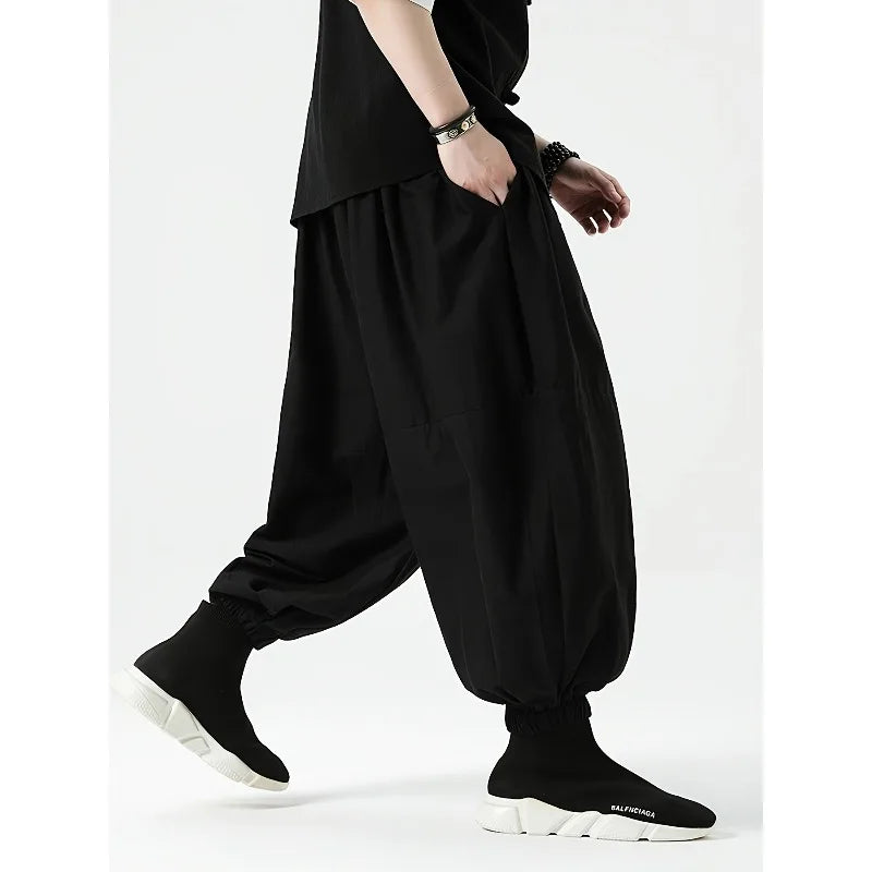 New Men Pants Fashion Korean Style Harem Loose Style Cotton Pants Man Solid Trousers
