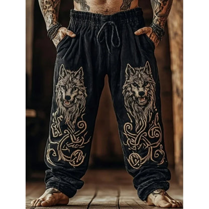 Men's Viking Retro Nordic Totem Two tone 3D Printed Casual Pants Drawstring Straight Leg Pants Summer Beach Pants