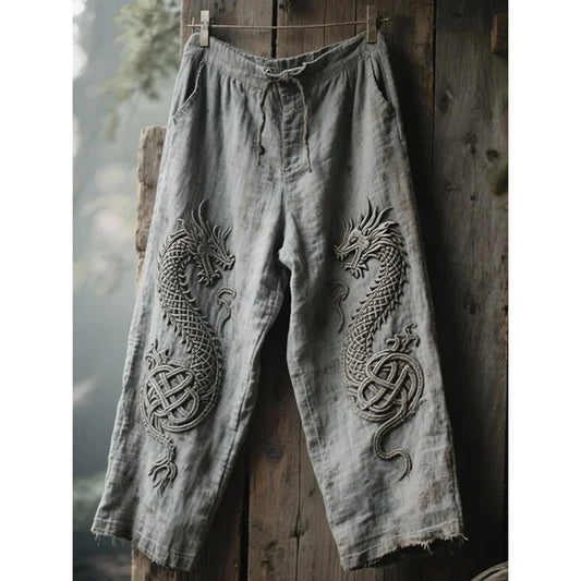 NEW Men's Viking Retro North European Eagle Totem 3D Printed Casual Pants Drawstring Straight Leg Pants Summer Beach Pants
