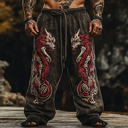 NEW Men's Viking Retro North European Eagle Totem 3D Printed Casual Pants Drawstring Straight Leg Pants Summer Beach Pants