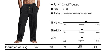 Men's Casual Pants Male Summer Breathable Trousers Solid Color High Quality Sweatpants Hawaiian Beach Sports Jogging Pants