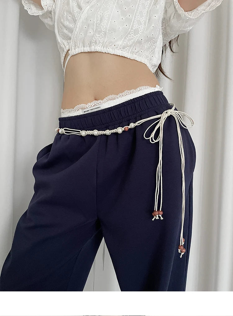 Bohemian Style Flower Beads Waist Belt For Women High-End Versatile Skirt And Jeans Waist Chain For Summer Belt Accessory