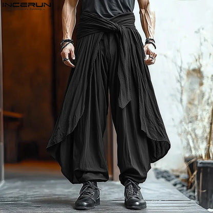 Men's Casual Pants Harem Pant Pleated Long Trousers Streetwear Oversize Men's Clothing S-5XL
