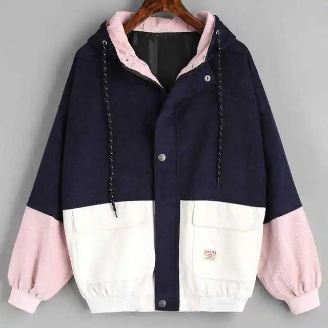 Oversized Corduroy Patchwork Jackets for Women