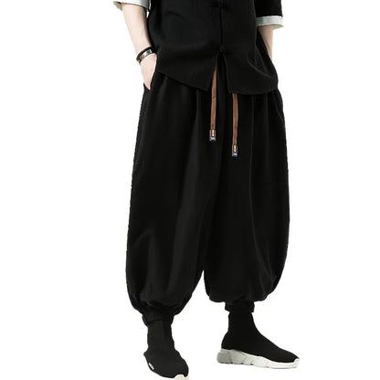 New Men Pants Fashion Korean Style Harem Loose Style Cotton Pants Man Solid Trousers